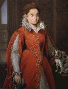 Alessandro Allori With the red dog lady oil